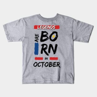 Legends are Born in October (WHITE Font) Kids T-Shirt